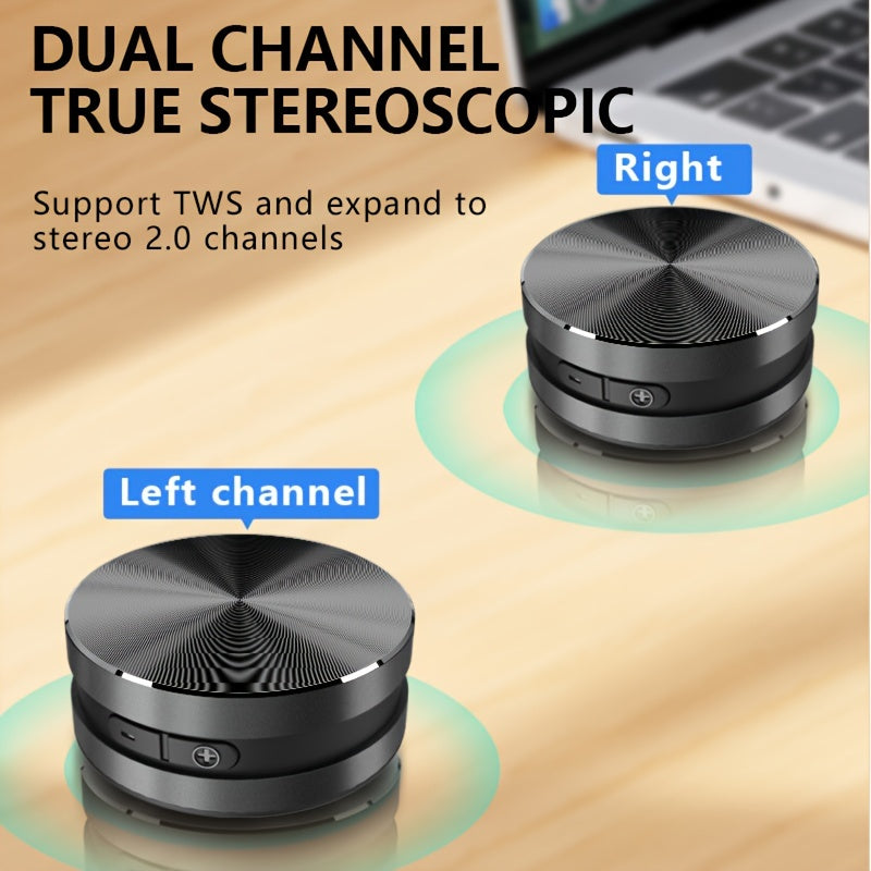 OKJEW 360° Surround Sound Wireless Speaker with Bass Boost, Button Control, Wireless Connectivity, Passive Amplification, Wall Mountable, Battery-Powered.