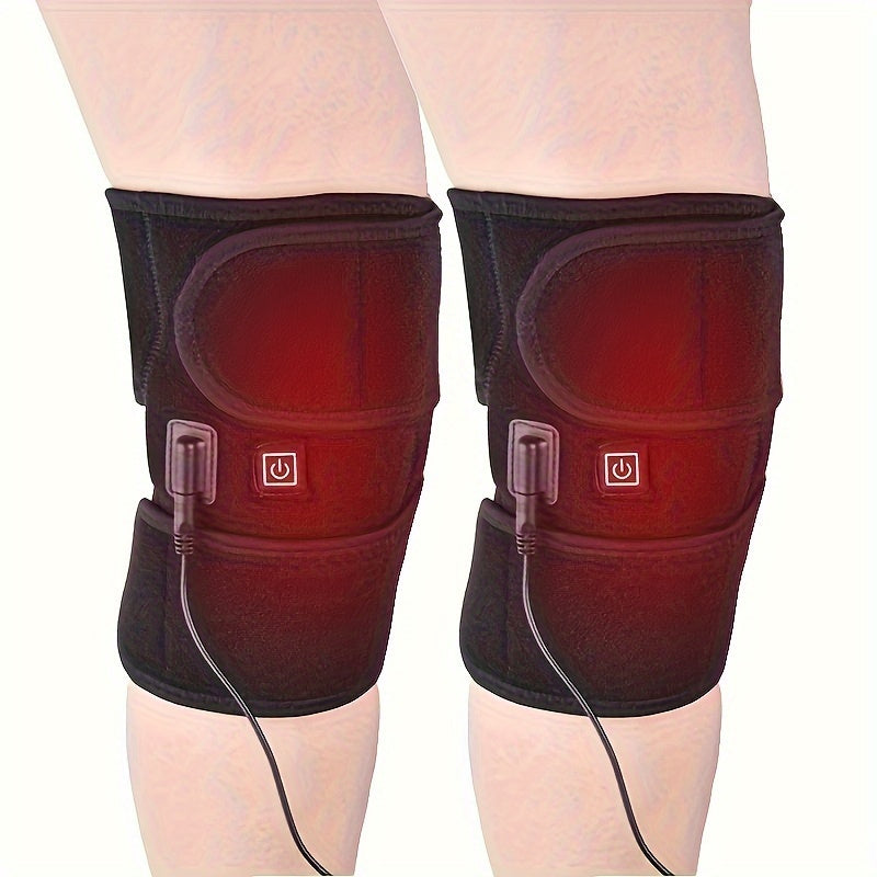 USB Heated Knee Pads with Adjustable Straps offer dual head massage and warmth, with 3 temperature control settings. Made of polyester fabric, no batteries required. Perfect gift for