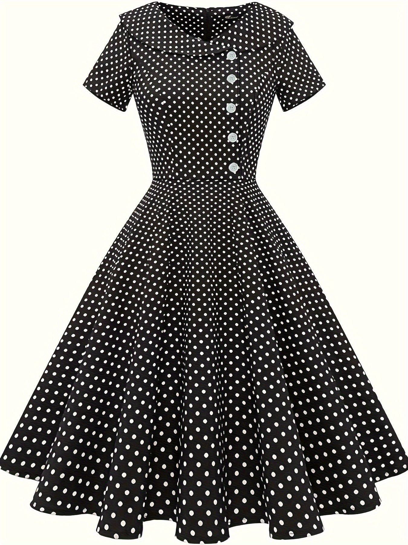 Polka Dot Short Sleeve A-line Dress in Spring & Summer