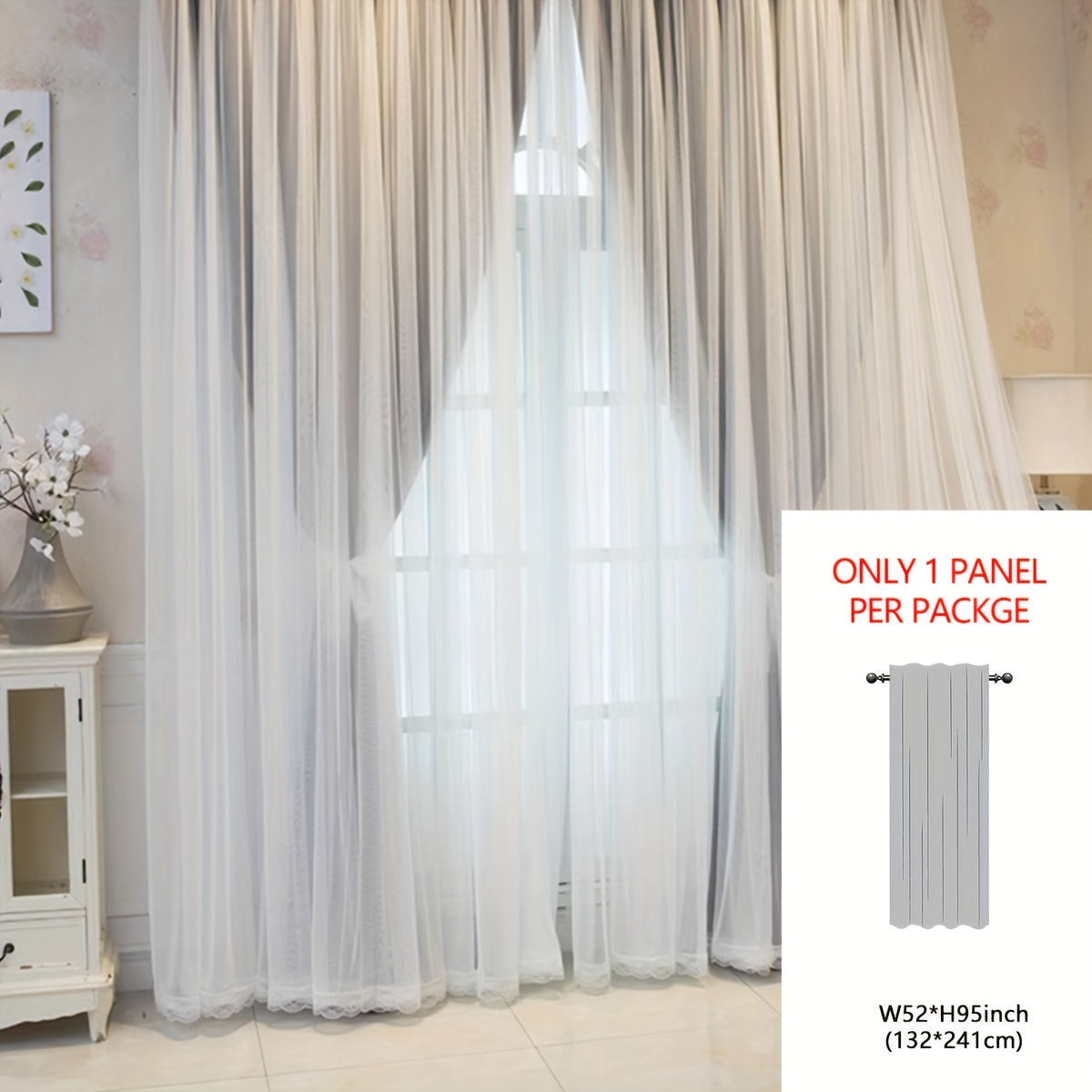 Single-panel Blackout Curtains made with One-layer Cloth and One-layer Yarn, featuring a Modern Simple Style. Ideal for use in Living Rooms, Bedrooms, Balconies, Floating Windows, providing Noise Reduction and adding a touch of Romance to your Home Decor.