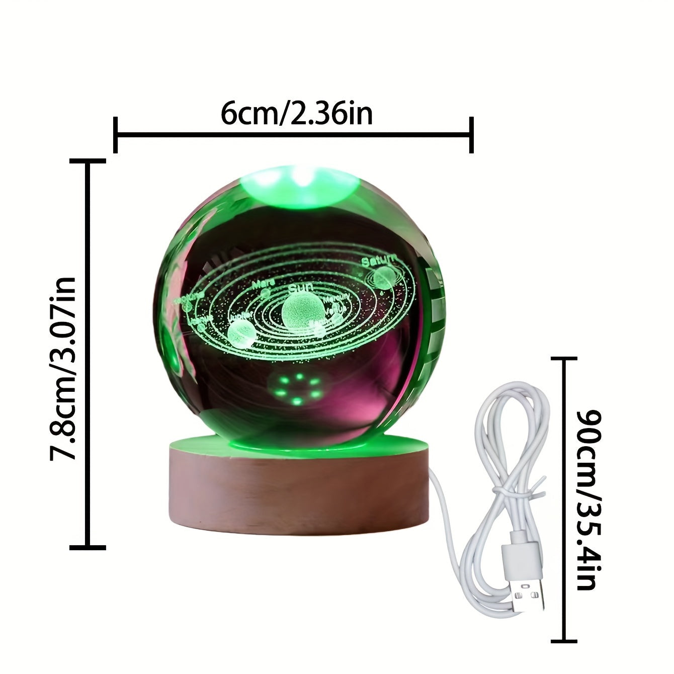 Galaxy-themed crystal ball night light with USB - great for travel and camping, perfect gift for holidays, anniversaries.