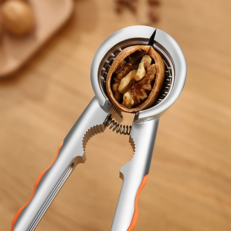 Durable Stainless Steel Nut Cracker with Non-Slip Handle, Perfect for Cracking Shells of Walnuts, Chestnuts, and Hazelnuts - Ideal for Seafood