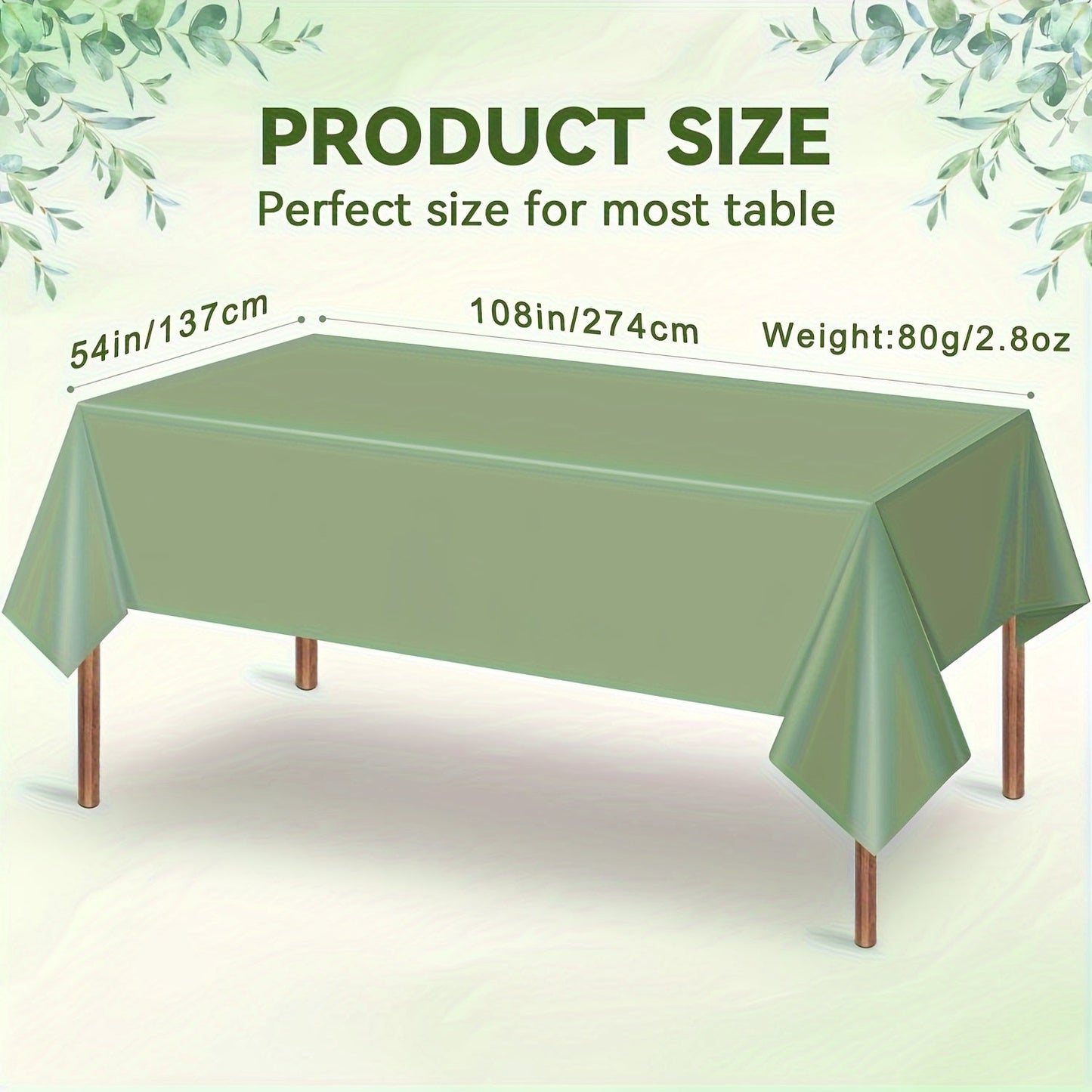 Pack of 10 Disposable Plastic Tablecloths - Waterproof Rectangular Covers for Indoor & Outdoor Events, Perfect for Picnics, Birthdays, Graduations, Bridal & Baby Showers - 137.16 x 274.32 cm - Fits Any Table Shape