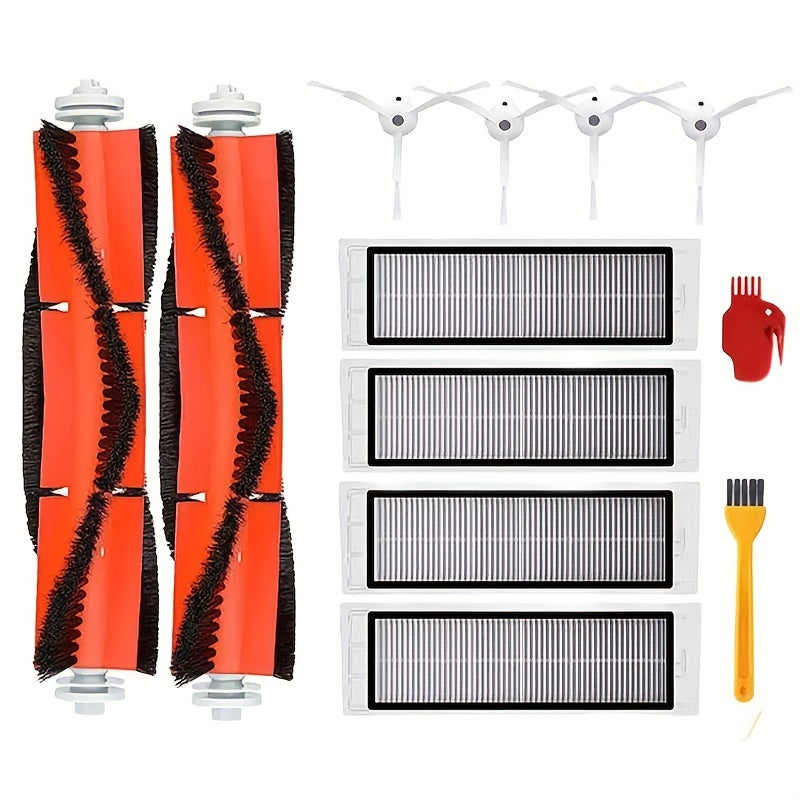 This kit includes 12 replacement accessories designed for use with robot arms S4, E4, S5, Max, S6, S60, S65, S50, S51, S55, E20, E25, and E35. The kit contains 2 main brushes, 4 filters, 4 side brushes, and 2 cleaning tools.