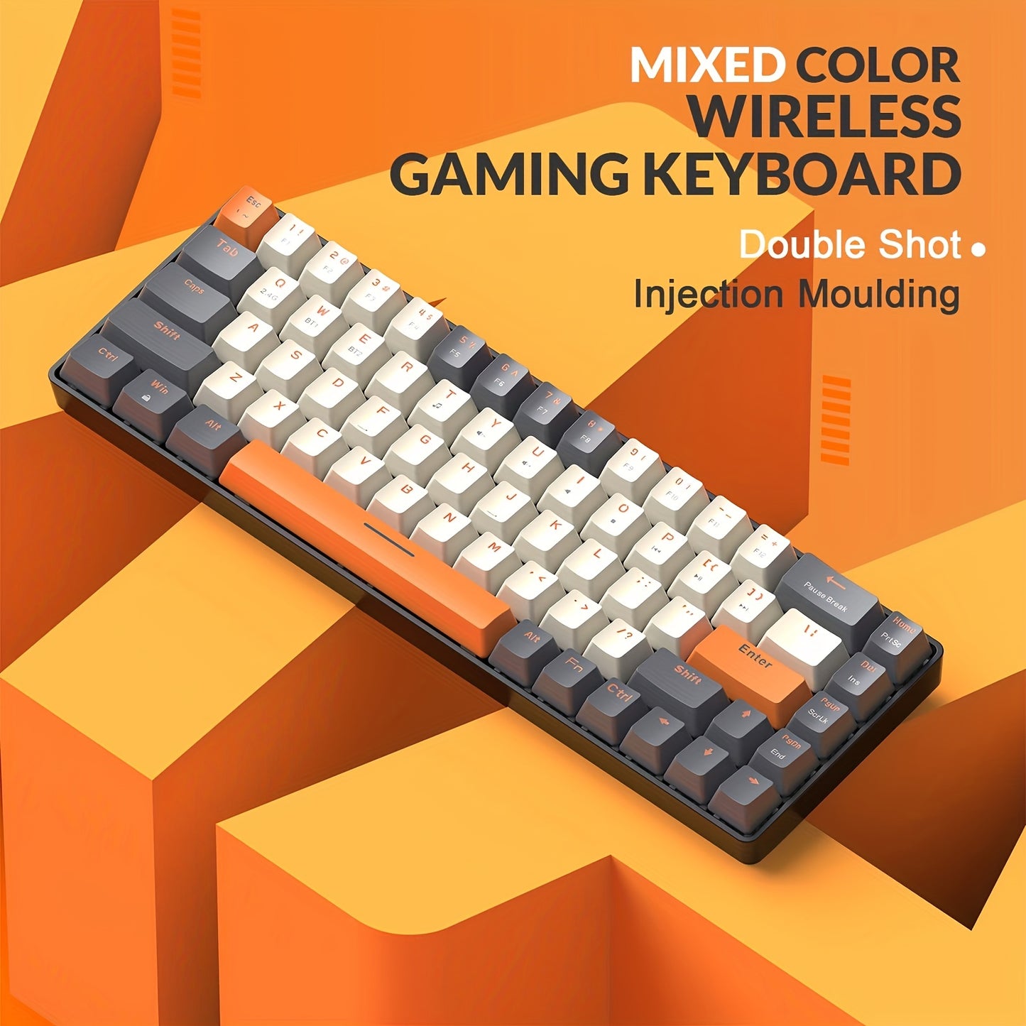 K68 Keyboard: 60% Wireless Mech., BT 5.0/2.4GHz, 2-in-1 Receiver, 68 Hot Swappable Keys, PC/Mac/Xbox/Smartphone