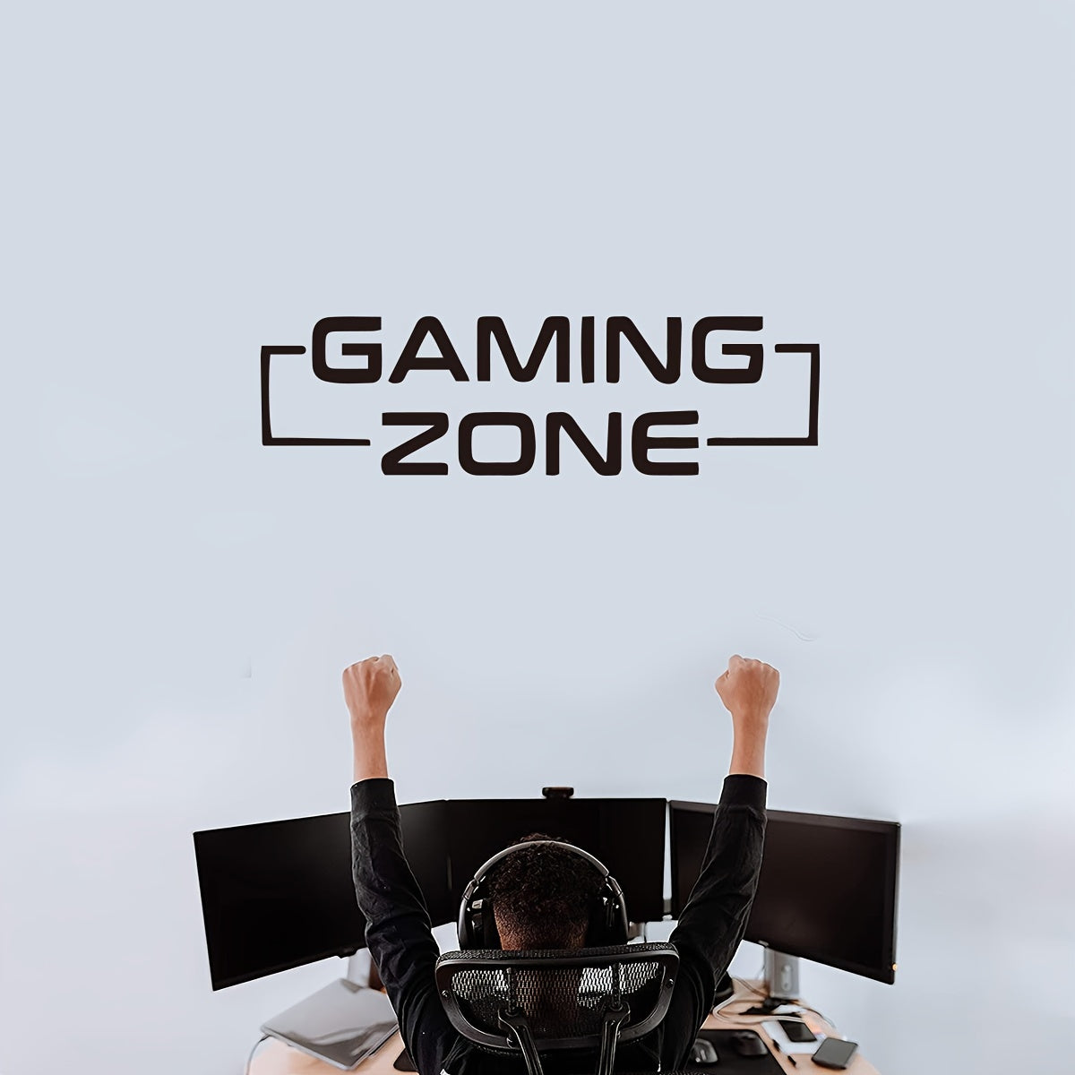 Black Creative Gaming Zone Wall Decal for Bedroom or Living Room Decoration.