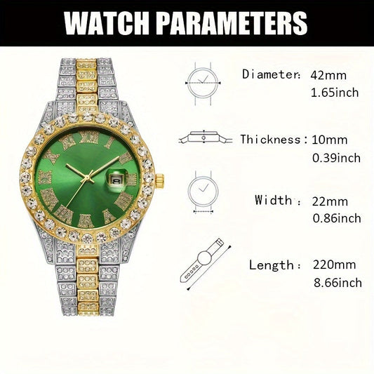 Men's Fashion Trend Rhinestone Calendar Watch