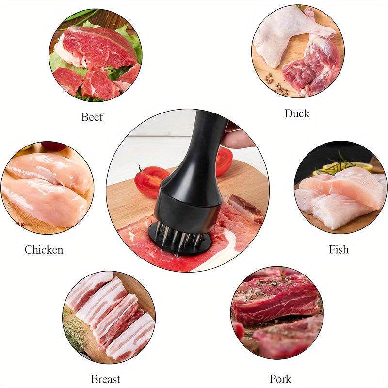 This meat tenderizer tool features a stainless steel needle and ultra-sharp blade, making it ideal for tenderizing a variety of meats such as chicken, beef, steak, veal, and pork. Whether you're cooking at home or in a restaurant, this kitchen gadget is