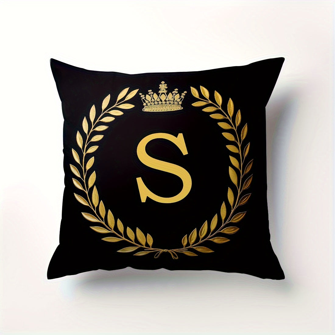 Stylish English letter print pillow cover made of soft peach skin velvet. Features zip closure and machine washable. Measures 45.72x45.72 cm, ideal for home and office decor.