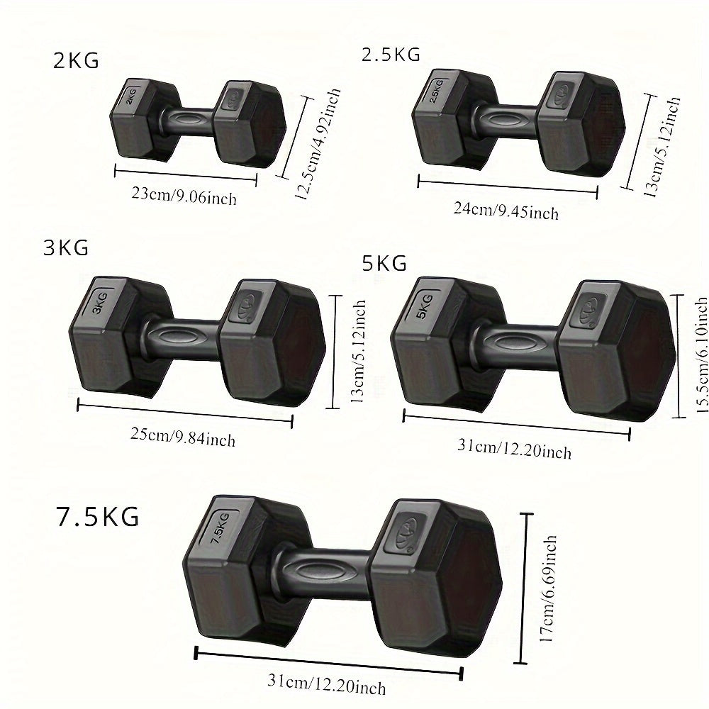 PINJIAN 2pcs Base Wide Hexagon Dumbbells Set for Strength Training, Home Gym Fitness, Full Body Workouts - Black Iron and PVC, Fixed Style, Hand Target Use, Variety of Weights for Men and