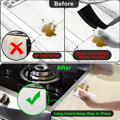 63cm/24.8in Silicone Stove Counter Gap Cover: Fill Gaps between Appliances, Resistant to Spills for Kitchen Counters