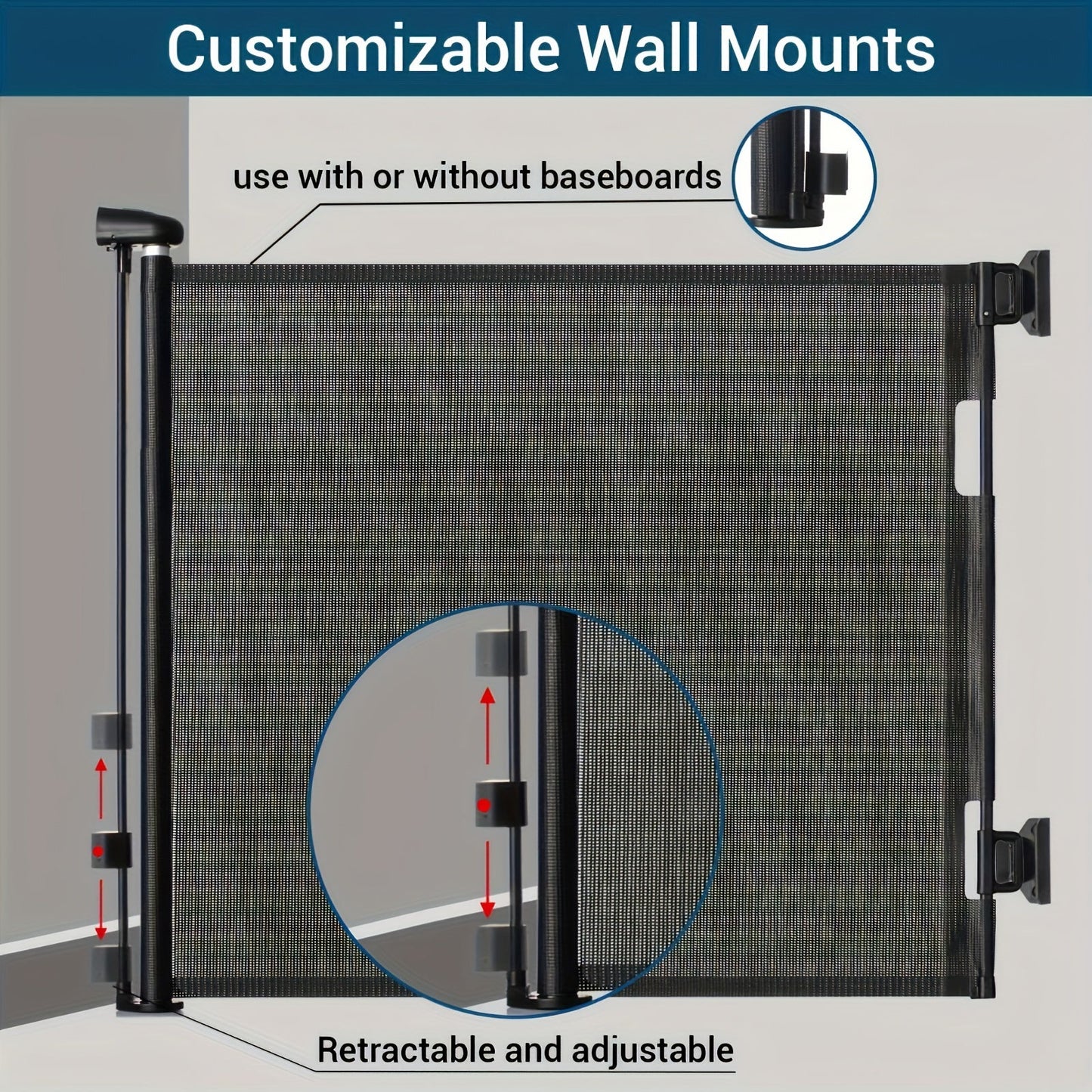 Easy to Install Safety Gate for Babies and Children - Sturdy ABS Plastic Retractable Gate with Mesh for Home Safety, Pet Barrier - No Assembly Necessary, Perfect for Ages 0-3