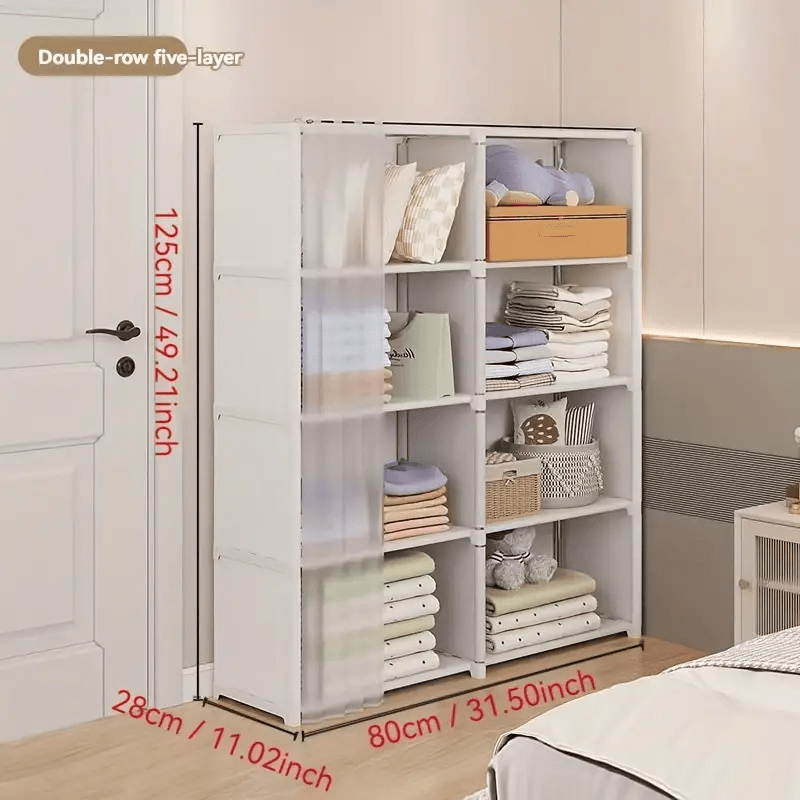 Versatile Metal Storage Shelf with Waterproof Finish, Sleek Modern Design, Simple Assembly, Dust-Resistant, Perfect for Organizing Books, Clothing, and Shoes in Homes, Offices, Classrooms, Dorms, and Rentals - Ideal as a Wardrobe Organizer or Under-Bed