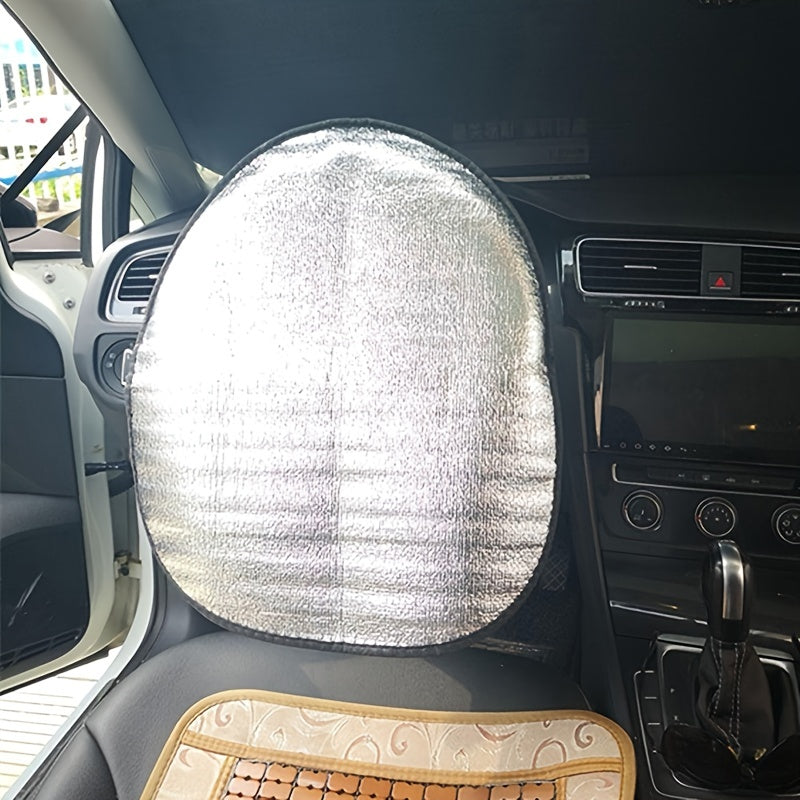 Silver car sunshade.