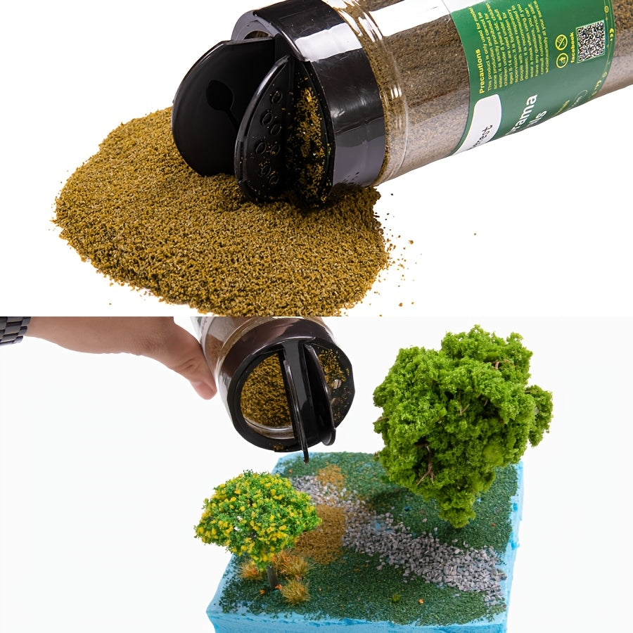 500ml sowing bottle containing sponge powder for fine-grained grass, ideal for DIY train model landscapes and terrain vegetation scenes. Perfect for adding realistic vegetation to your