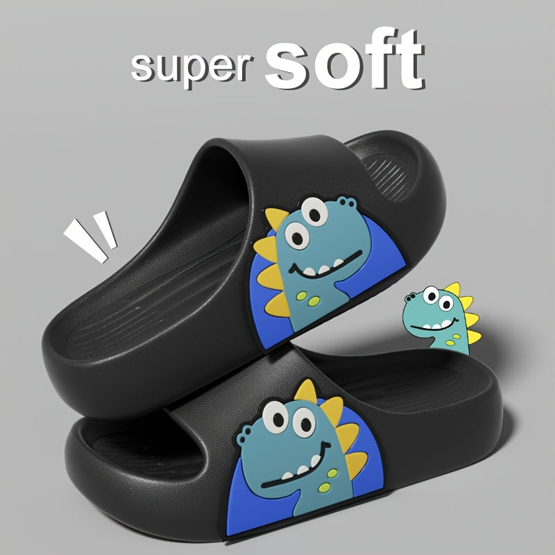 Children's cartoon dinosaur slides, summer EVA sandals for boys under 14, non-slip beach slippers.