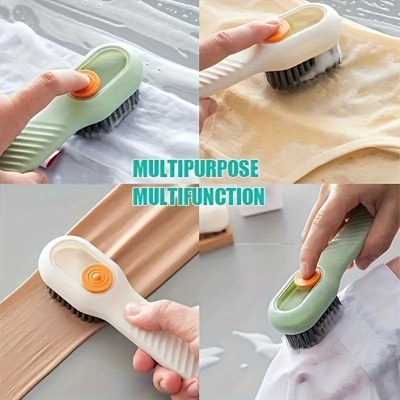 Popular Choice: Ergonomic shoe brush with long handle, built-in soap dispenser, and soft bristles - perfect for cleaning shoes, boots, and jewelry.