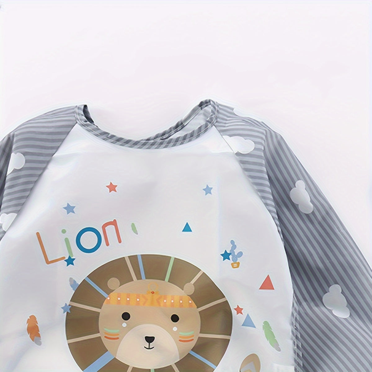 Waterproof Long-Sleeve Feeding Bib for Kids - Grey, Made of Polyester Fiber