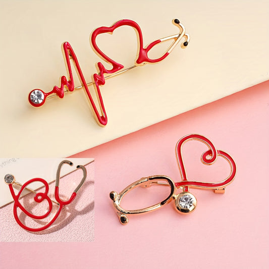 Fashionable stethoscope brooch pin made of alloy, perfect for daily wear or as a holiday gift.