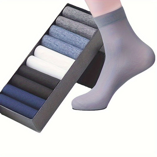 Men's thin summer mid-tube socks, breathable and odor-resistant for business wear.