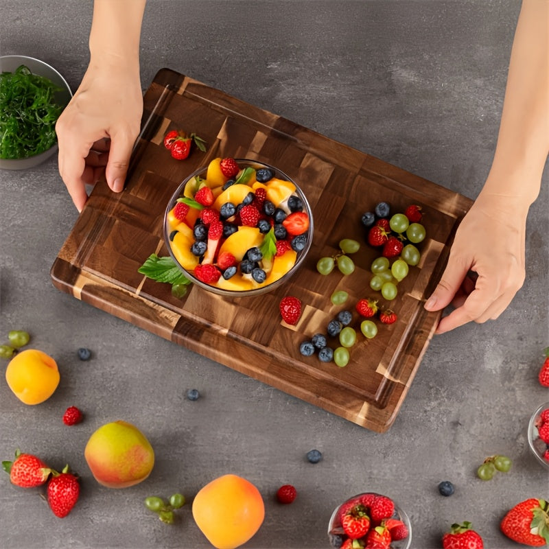 This Acacia Wood Cutting Board is Dual-Sided and Designed for Use with a Sink - Ideal for all Kitchen and Dining Needs, Especially during Holidays - Crafted from Food-Safe Solid Wood, Suitable for Chopping - Great for Christmas and Thanksgiving feasts