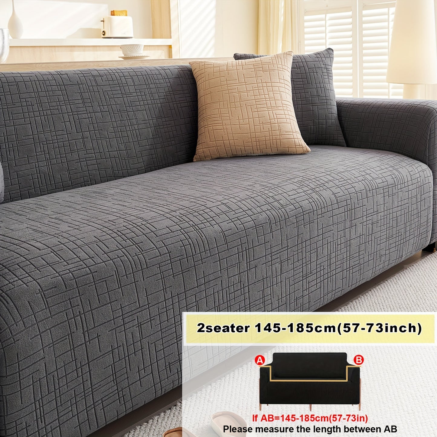 Elastic Fitted Sofa Slipcover made of Polar Fleece Fabric. T-Cushion Design, Machine Washable. Stretch Sofa Cover fits Armchair to 4-Seater Sectional Sofas. Plain Style, No Printing.