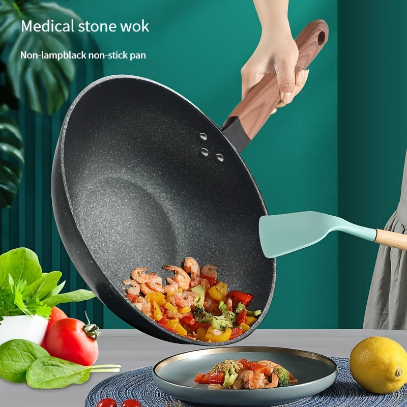 KANGSHIDA Cast Iron Chef's Pan with Nonstick Coating, Easy to Clean, Comfortable Ergonomic Handle, Versatile Kitchen Cookware in Sizes 30CM-34CM