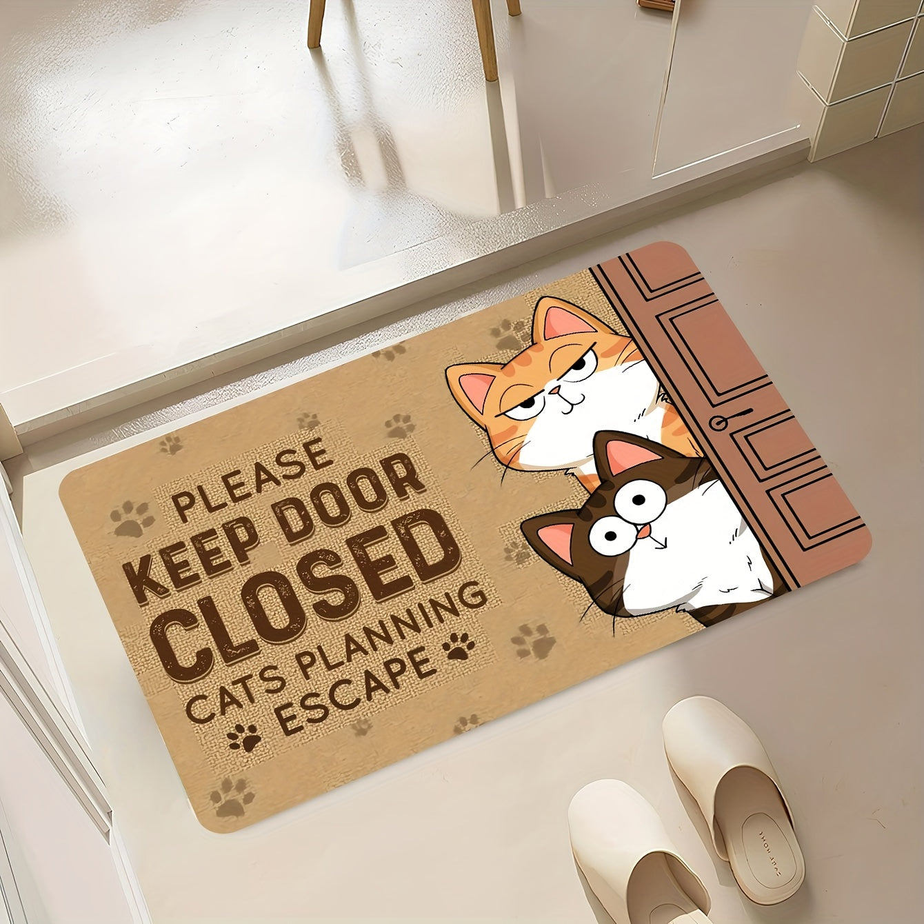 Welcome guests with a delightful cat-themed doormat - Made of anti-slip, stain-resistant polyester material, easy to clean in the washing machine, ideal for indoor home decor