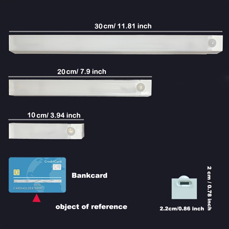 Motion-Activated LED Light Strip - Wireless, Magnetic Mount, USB Rechargeable for Various Spaces