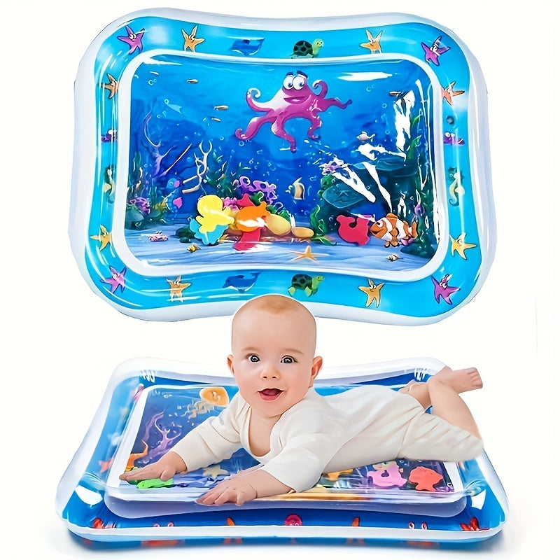 Bestselling Premium Inflatable Tummy Time Water Mat for Babies & Kids in Blue PVC - Perfect Activity Center for Development - Great Gift for Halloween, Christmas, Thanksgiving - Encourages Children's Growth - 1pc