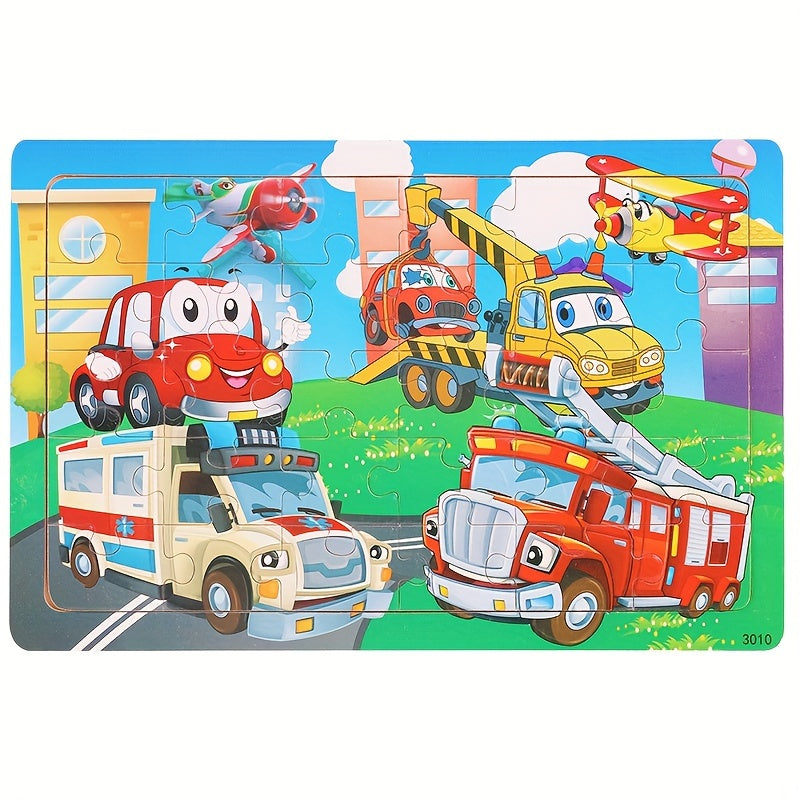 30-piece wooden puzzles featuring animals, dinosaurs, and cartoons for children to enhance their hands-on skills and kindergarten education.