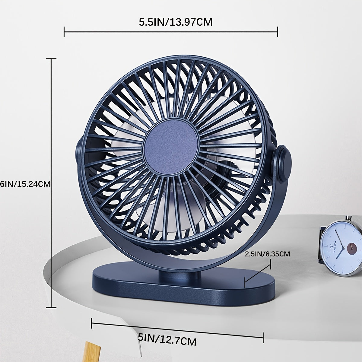 Compact Mini Personal Fan - Quiet Portable USB Desk Fan with 3 Speeds and 360° Rotation, Ideal for Home, Office, Car & Outdoor Travel