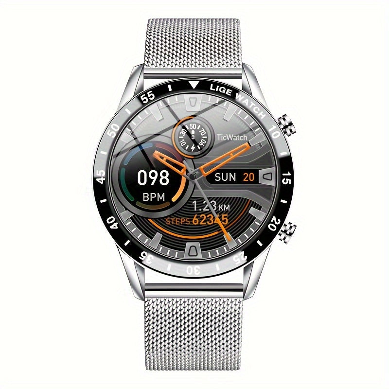 Full Circle Touch Screen Steel Band Call Man Smart Watch Waterproof Sports Activity Fitness Smartwatch for Men - LIGE 2023