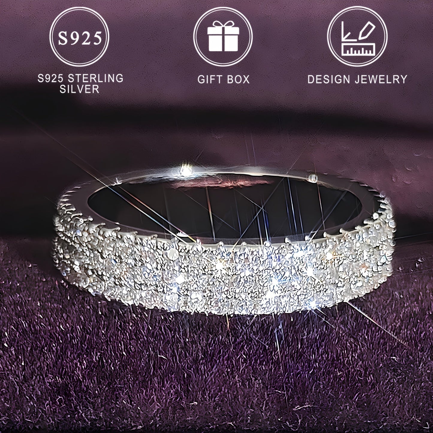 High quality engagement/wedding ring made of 925 sterling silver, featuring sparkling zirconia stones. A perfect gift for that special person, comes with a gift box included.