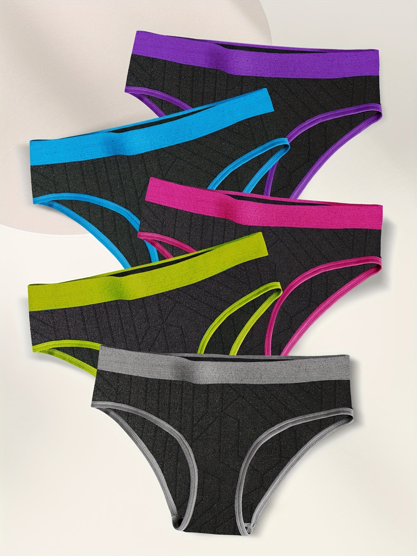 5 breathable and comfy contrast color panties for women