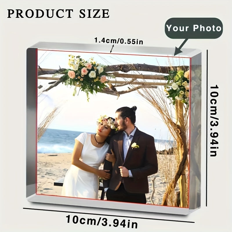 Personalized Transparent Acrylic Photo Frame for Wedding Couple Portrait, Romantic Anniversary, Birthday, or Valentine's Day Gift with Custom Picture Display