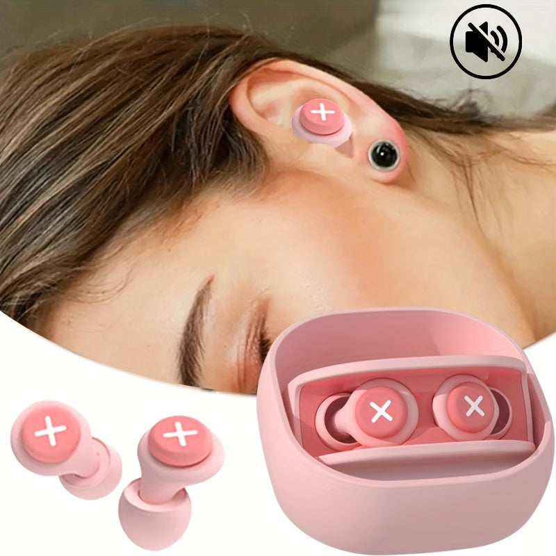 Silicone earplugs for soundproof sleep, ideal for students and professionals in noisy dorms, blocking out snoring and external noise.