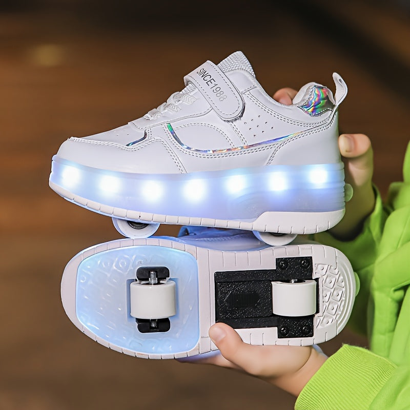 Stylish LED light-up shoes for outdoor activities, USB rechargeable, durable and breathable, perfect for all seasons.