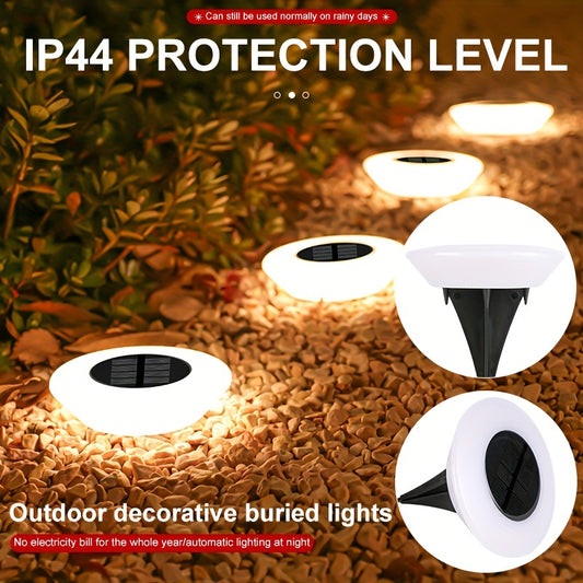 4 solar-powered outdoor garden lights made of plastic; super bright and decorative for home yard, patio, pathway, and lawn decorations.