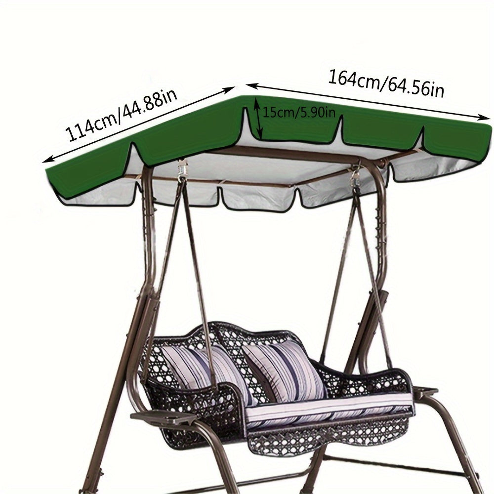 Durable waterproof swing canopy cover in black with green trim. Features adjustable straps for dust protection and all-season use.