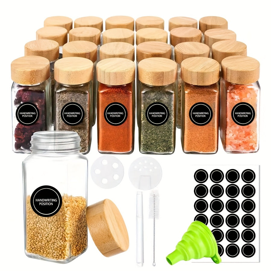 Set of 12 Airtight Glass Spice Jars, 120ml - Salt and Pepper Shakers for the Kitchen with Pour Lids and Detachable Sift Holes, Perfect for Seasoning and Storage. Great for Outdoor Picnics, BBQs, and More. Plain Design.