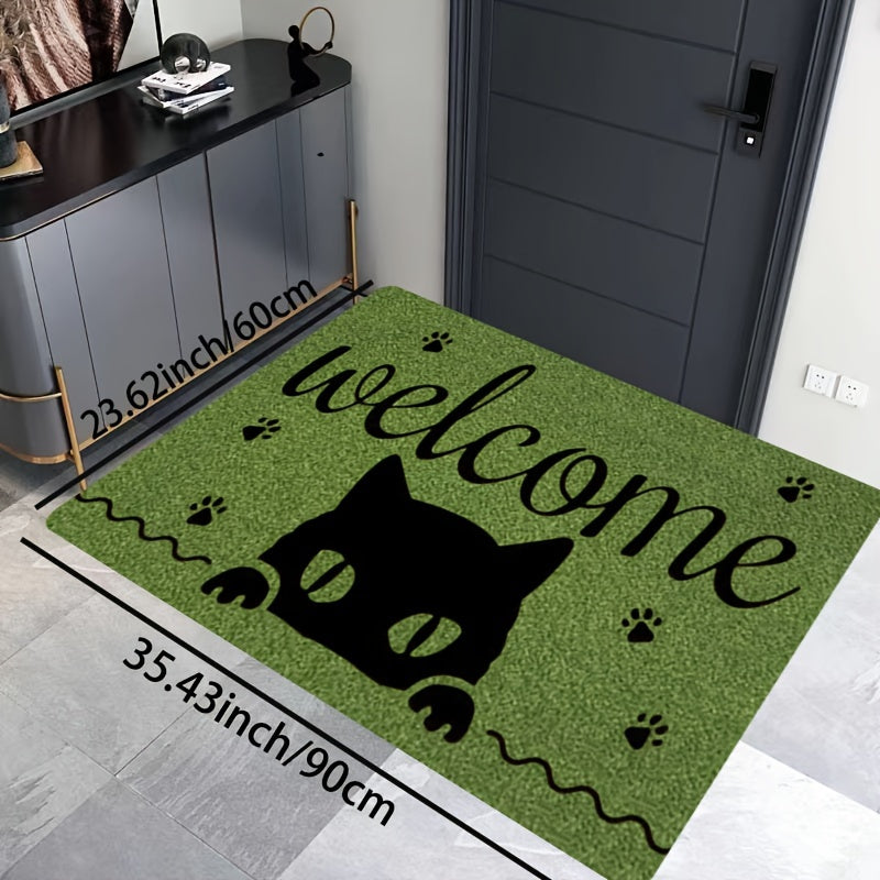 Creative Monogram Print Kitchen Mat featuring a Cute Kitten Paw Pattern, Anti-fatigue Bathroom Pad, Washable Area Rug, Perfect for Living Room Bedroom Entryway Home Decor. Great Indoors Room Supplies and Bedside Accessories. Ideal Spring Decor Gift.