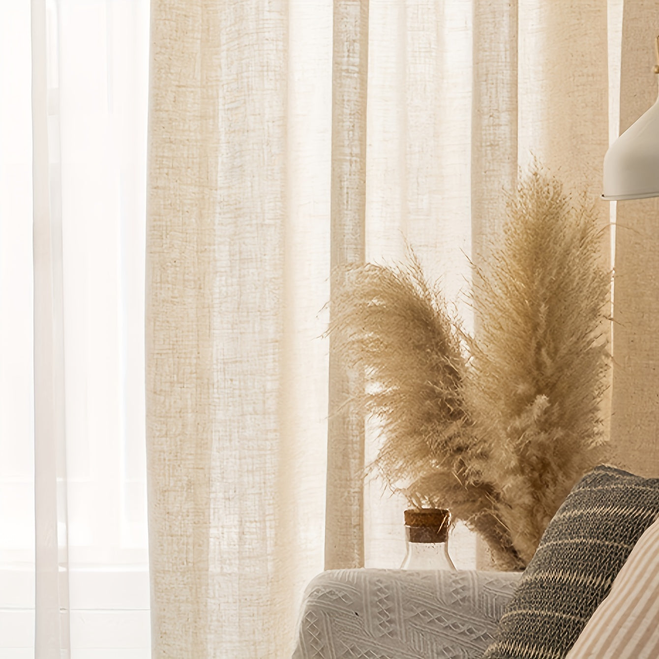 Thickened curtains for living room, balcony, and bedroom. Includes 1 piece of transparent and non-transparent gauze for a partition in your home.