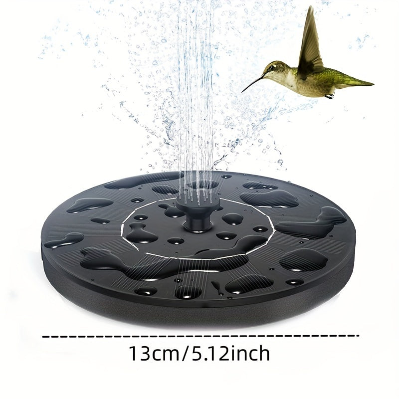 Solar-powered floating bird bath fountain pump for garden, pond, and pool.