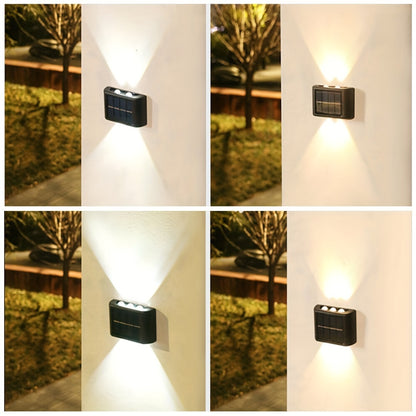 2 solar LED lights for outdoor decoration, easy to install on garden walls.