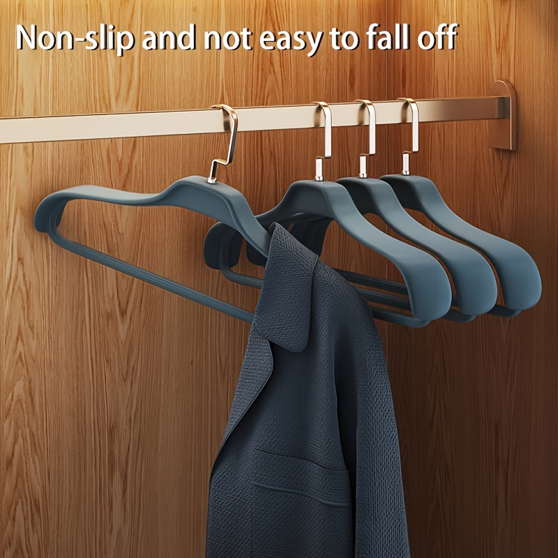 5 Heavy Duty Clothes Hangers in Gray/White/Blue for Home Organization - Wrinkle & Shoulder Resistant, Sturdy Coat Racks - Washable & Rust-Proof. Suitable for Corner, Bedroom, Bathroom and