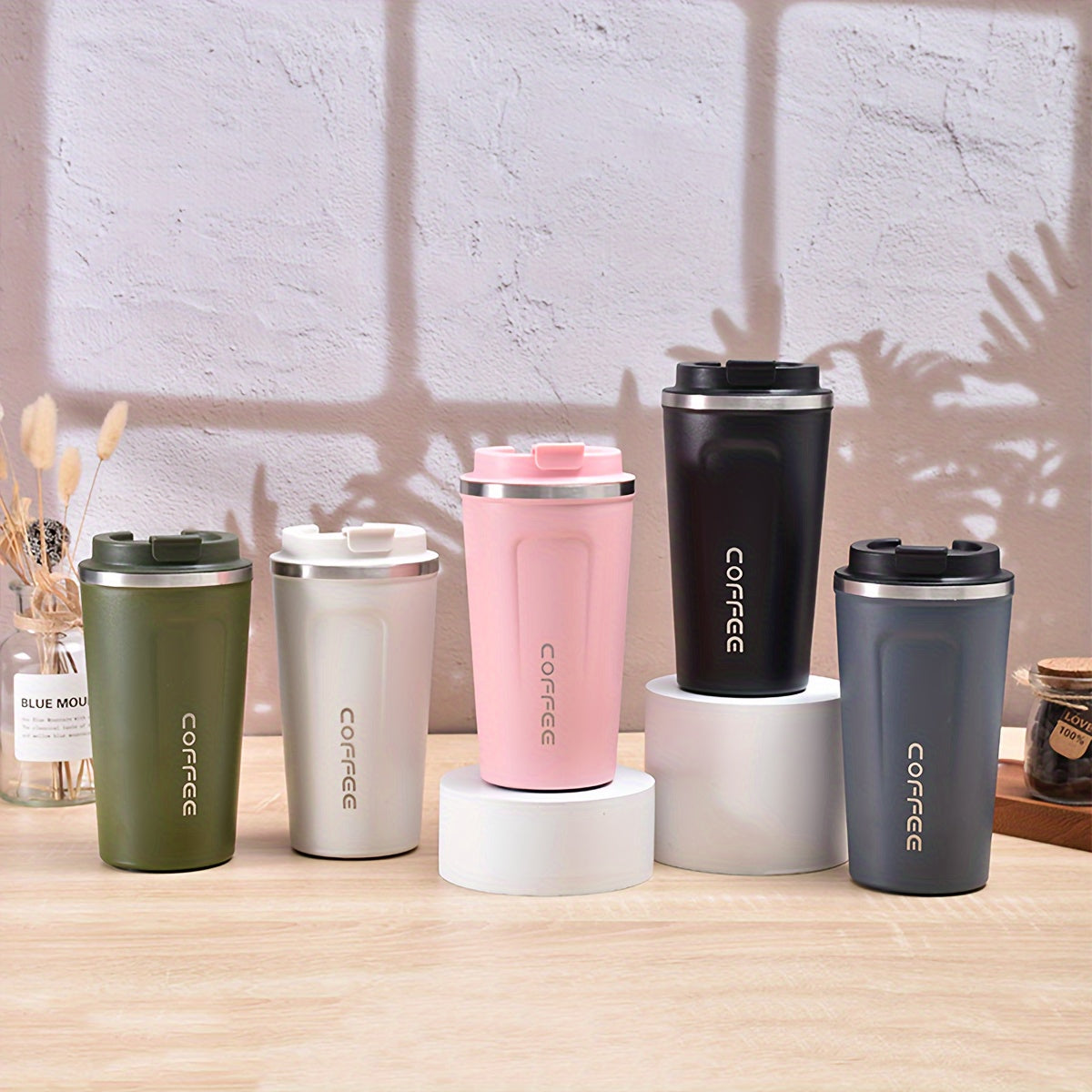 1pc Vacuum flask, portable thermal bottle made of stainless steel, leakproof tumbler with heat and cold retention, ideal for outdoor activities such as camping, hiking, driving, and car travel.