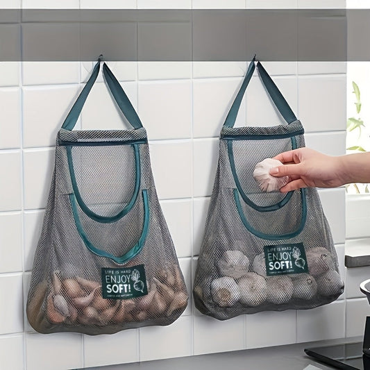 Essential Home Accessory: Wall-Mounted Organizer for Fruits, Vegetables, Ginger-Garlic - Multi-Purpose Kitchen Storage Net Bag