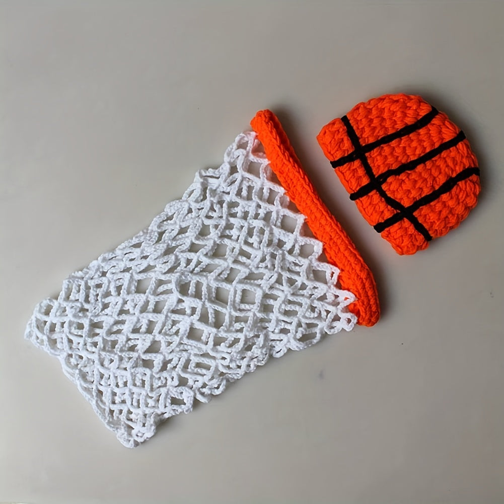 Cute Baby Photography Accessories: Handcrafted Wool Basketball Hat for Newborns & Infants