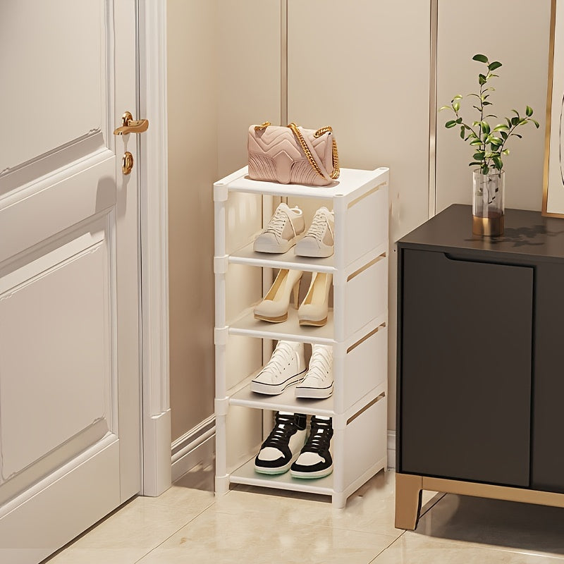 Introducing a versatile 5-tier home shoe rack and storage cabinet designed for entry-level use. This easy-to-assemble and user-friendly organizer can be customized to fit your space in either black or white. With a compact footprint, it is perfect for